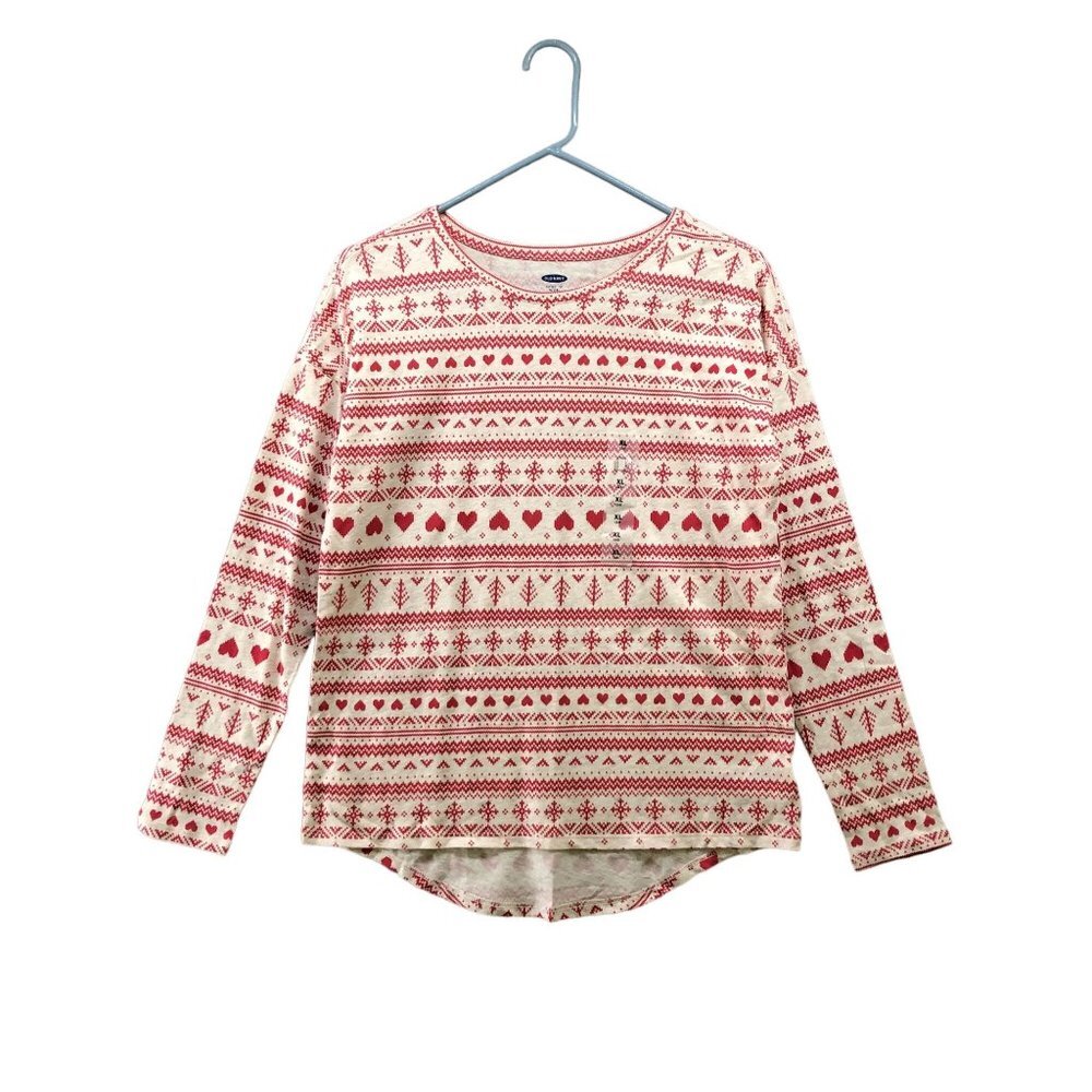 NWT Old Navy Kids Size XL (14) Holiday Fair Isle Pajama Long Sleeve Lounge Shirt